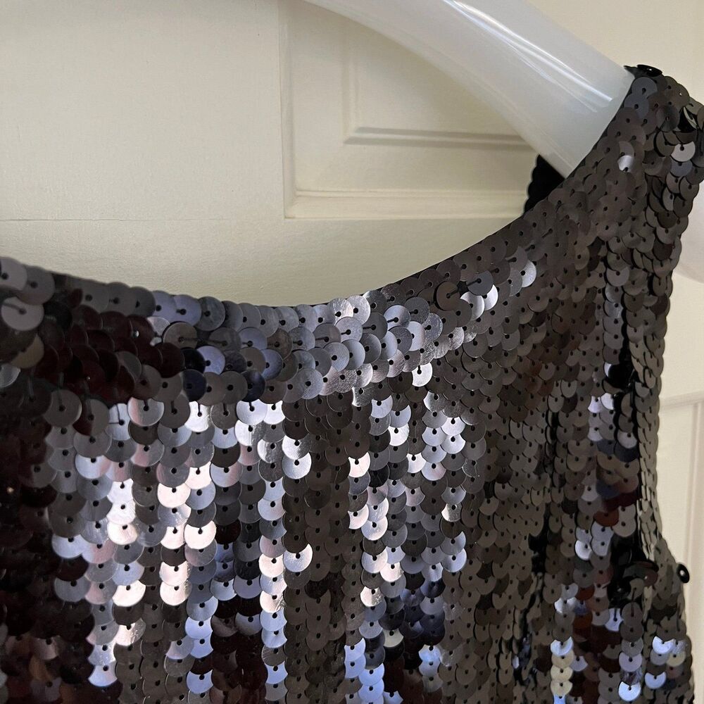 Banana Republic NWT Black Sequin Cocktail Mini Dress 6 - Picture 3 of 7